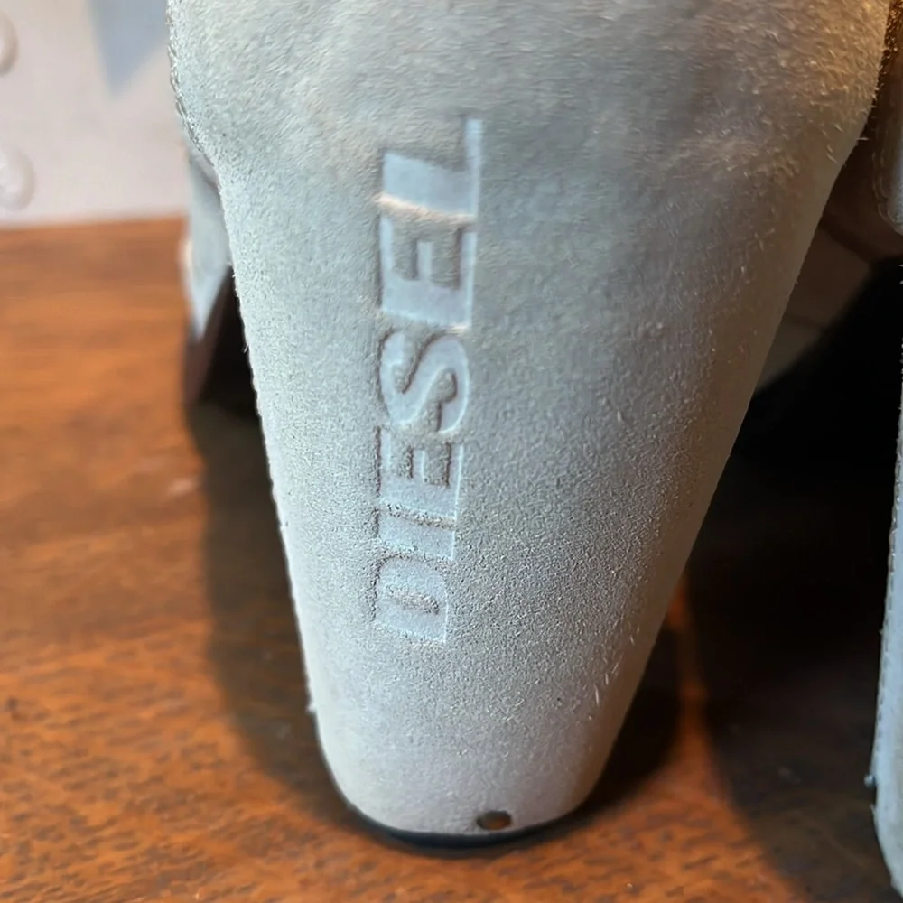 🚫NOT MEEK/MILD Diesel Madchen Beige & Tan Mid Calf Suede Cowboy Boots - Picture 7 of 9